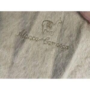 Alpaca Camargo Very Soft Ivory Fringe   76x9" Scarf Wrap Cozy Peruvian Wool EUC‎